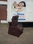 relaxfauteuil met sta op functie 2 motoren  bruin leder